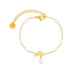 'Ma' Cursive Freshwater Pearl Bracelet +&euro;44.99